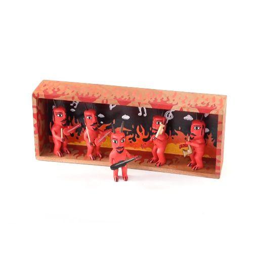 Banda de Diablitos / Woodcarving Alebrije Mexican Folk Art Sculpture