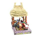 Santa Claus en el Nacimiento / Woodcarving Lacquer Mexican Folk Art Nativity