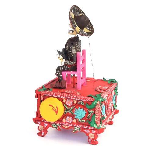 El Mariachi / Mexican Mechanical Folk Art Carton Sculpture